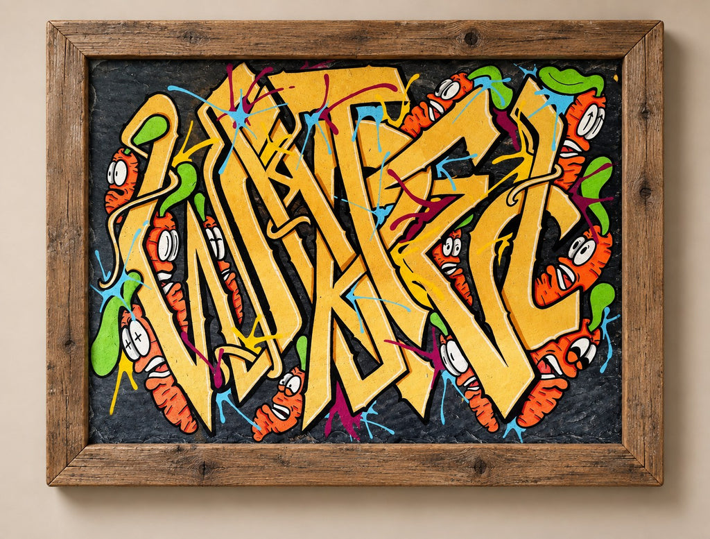 Lettering Wildstyle Wortel (Série Ardoise, La Carotte)