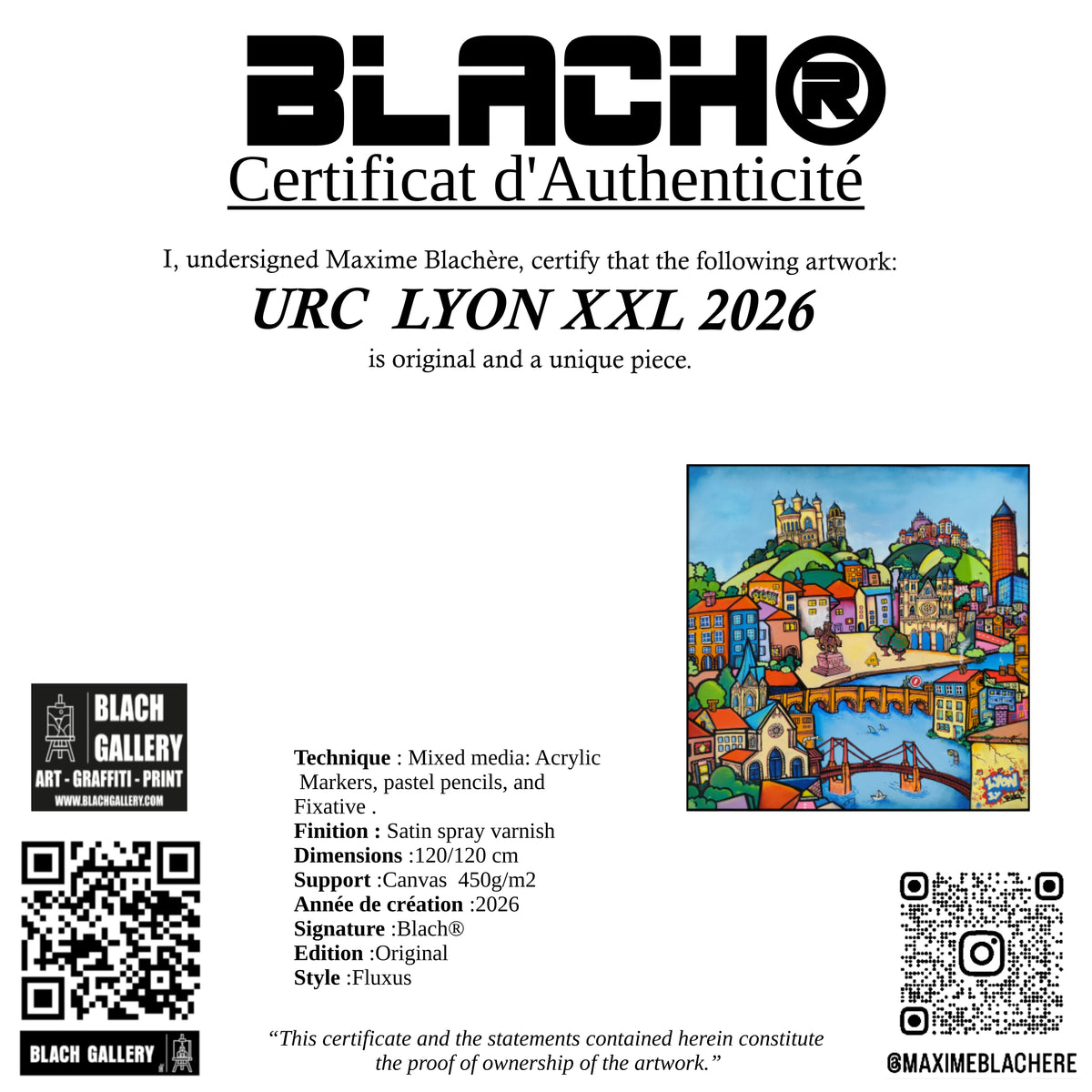 URC LYON XXL 2026 — Œuvre originale de Blach®
