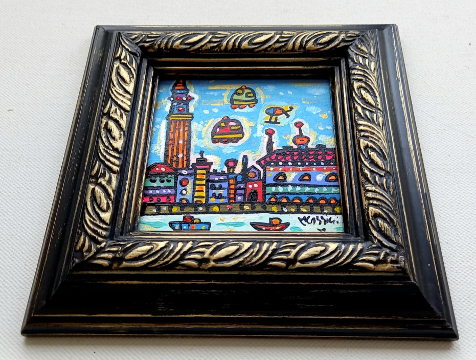 Futuristic Vibrant View of Venice — Maria Luisa Azzini — Original encadré