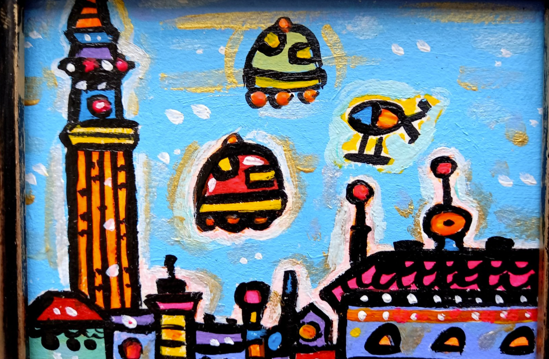 Futuristic Vibrant View of Venice — Maria Luisa Azzini — Original encadré
