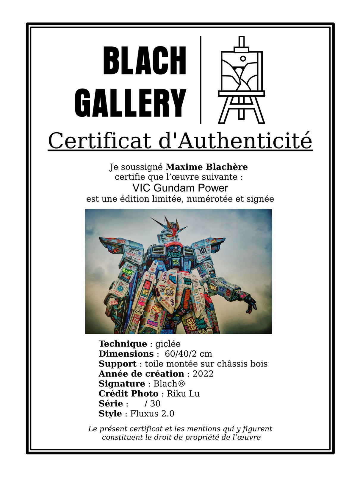 Gundam power limited edition on canva signed and numeroted by Blach®