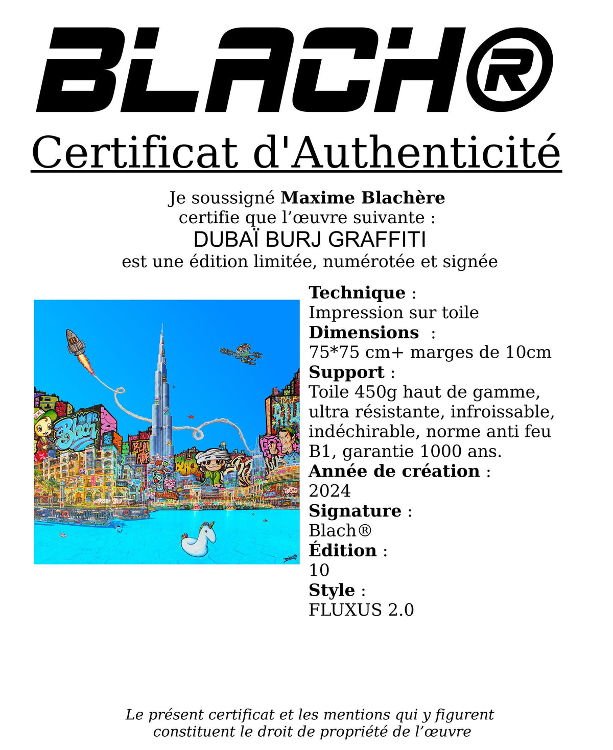 Dubaï Bruj Graffiti / Limited edtion signed and numéroted by Blach®