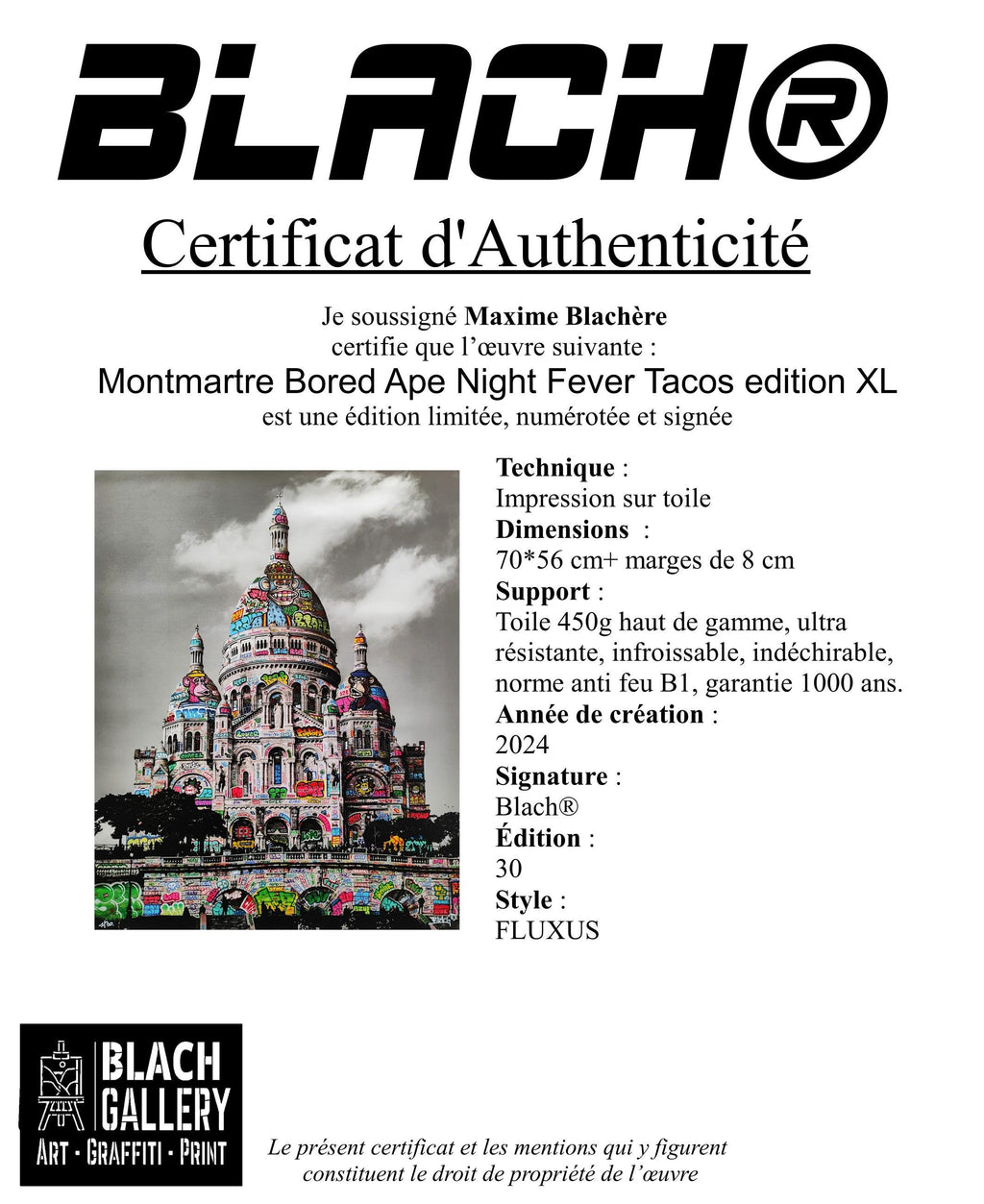 Paris Montmarte NFT Night Fever Tacos / Edition limitée signée et numérotée par BLACH®
