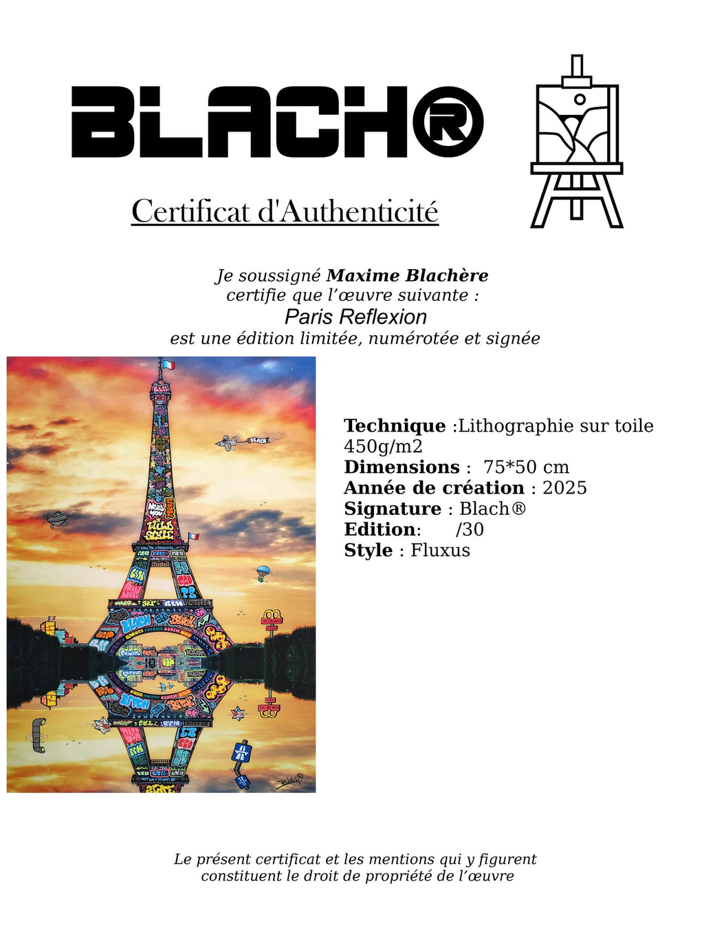 Paris Tour Eiffel Reflexion / Limited edition hand signed by Blach®
