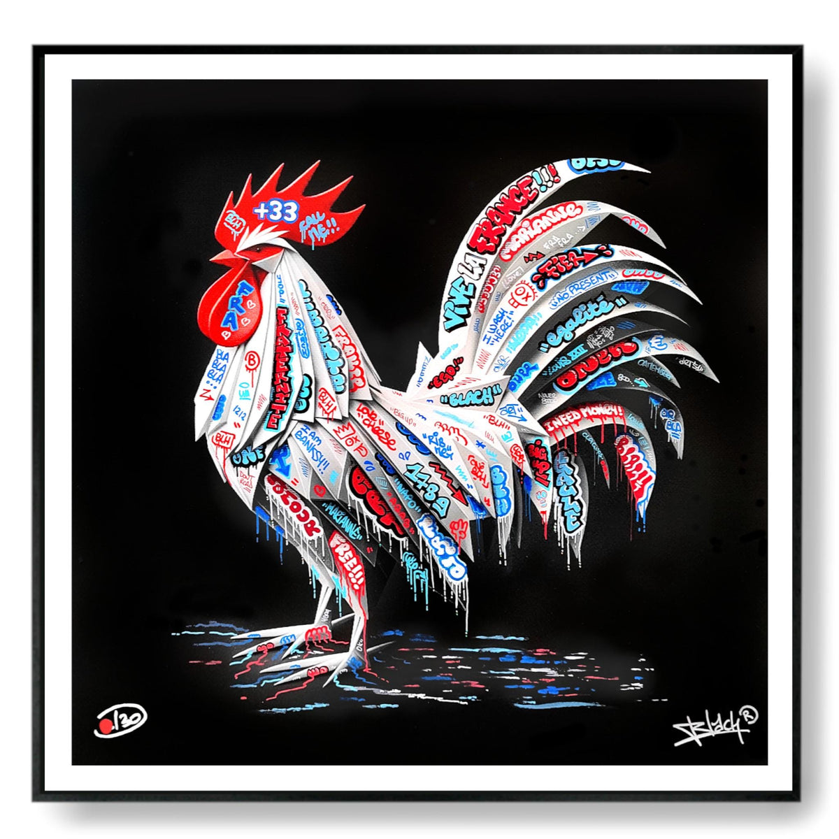 Coq Vive la France Origami Graffiti Art By Blach®