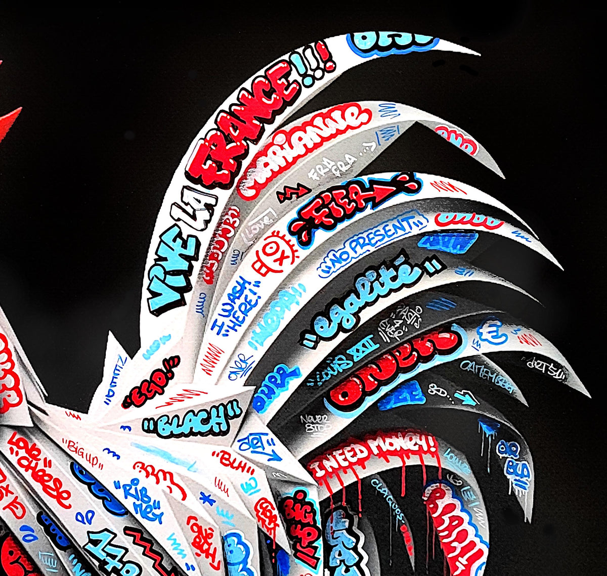 Coq Vive la France Origami Graffiti Art By Blach®