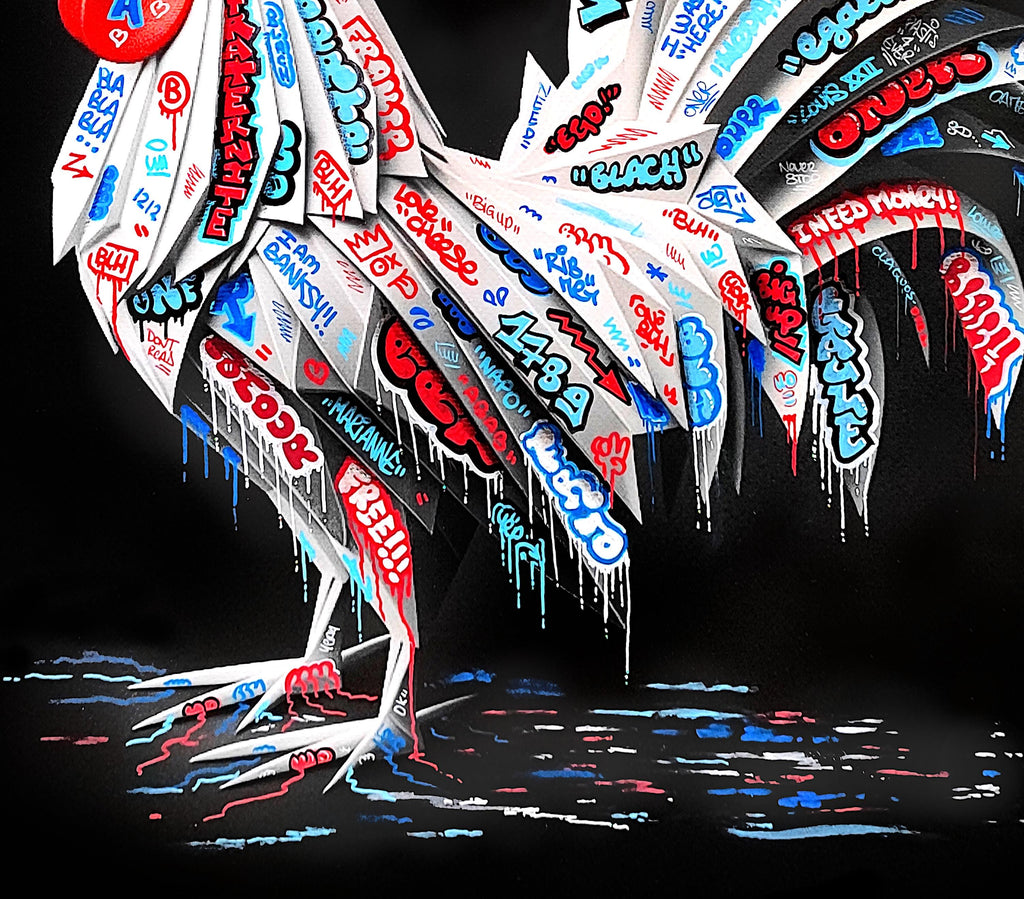 Coq Vive la France Origami Graffiti Art By Blach®