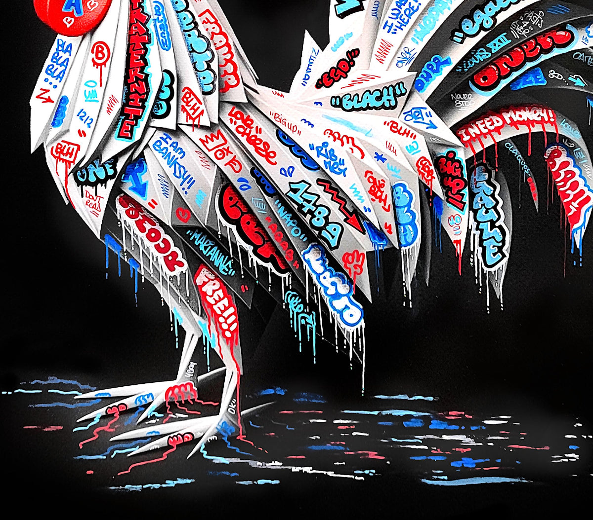 Coq Vive la France Origami Graffiti Art By Blach®