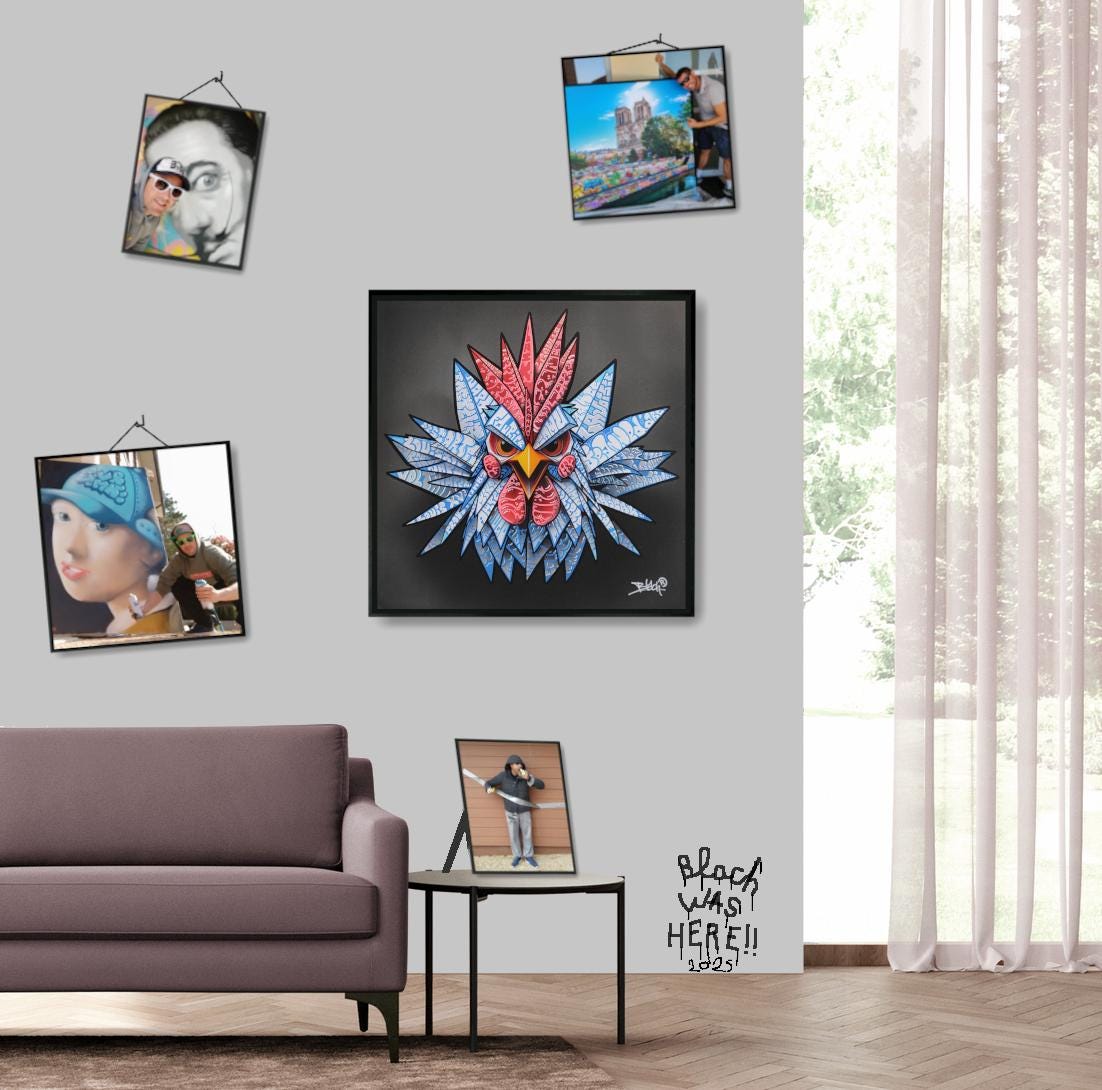 Coq French Star Origami/Limited edition Art By Blach®