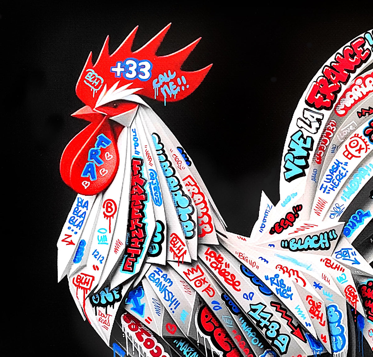 Coq Vive la France Origami Graffiti Art By Blach®
