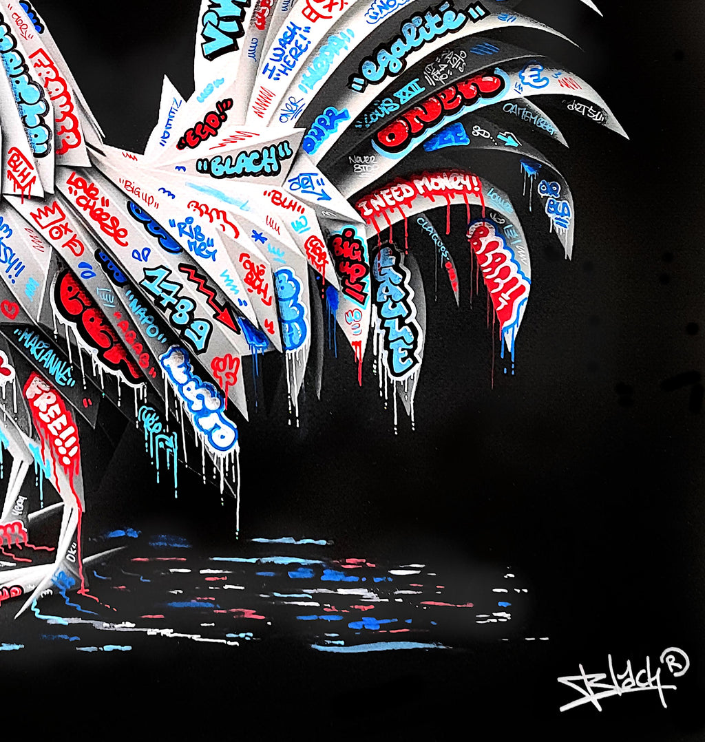 Coq Vive la France Origami Graffiti Art By Blach®